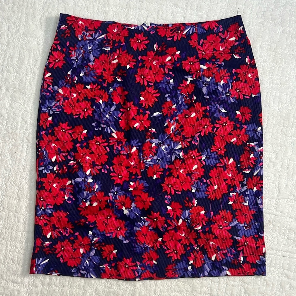 Signature Collection fall floral red purple pencil mini skirt 4